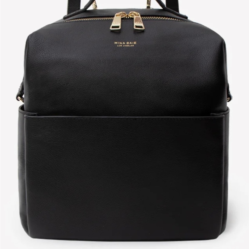 Mina Baie Stevie midi real leather black and gold